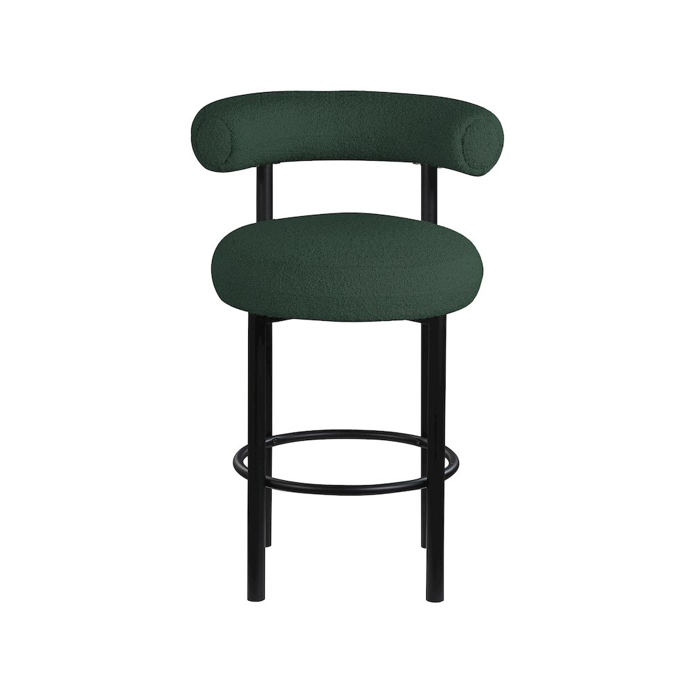 Bordeaux Green Boucle Fabric Stool, Set of 2. Picture 3