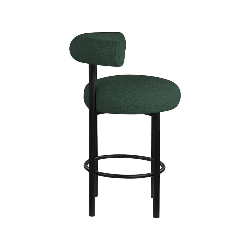 Bordeaux Green Boucle Fabric Stool, Set of 2. Picture 4