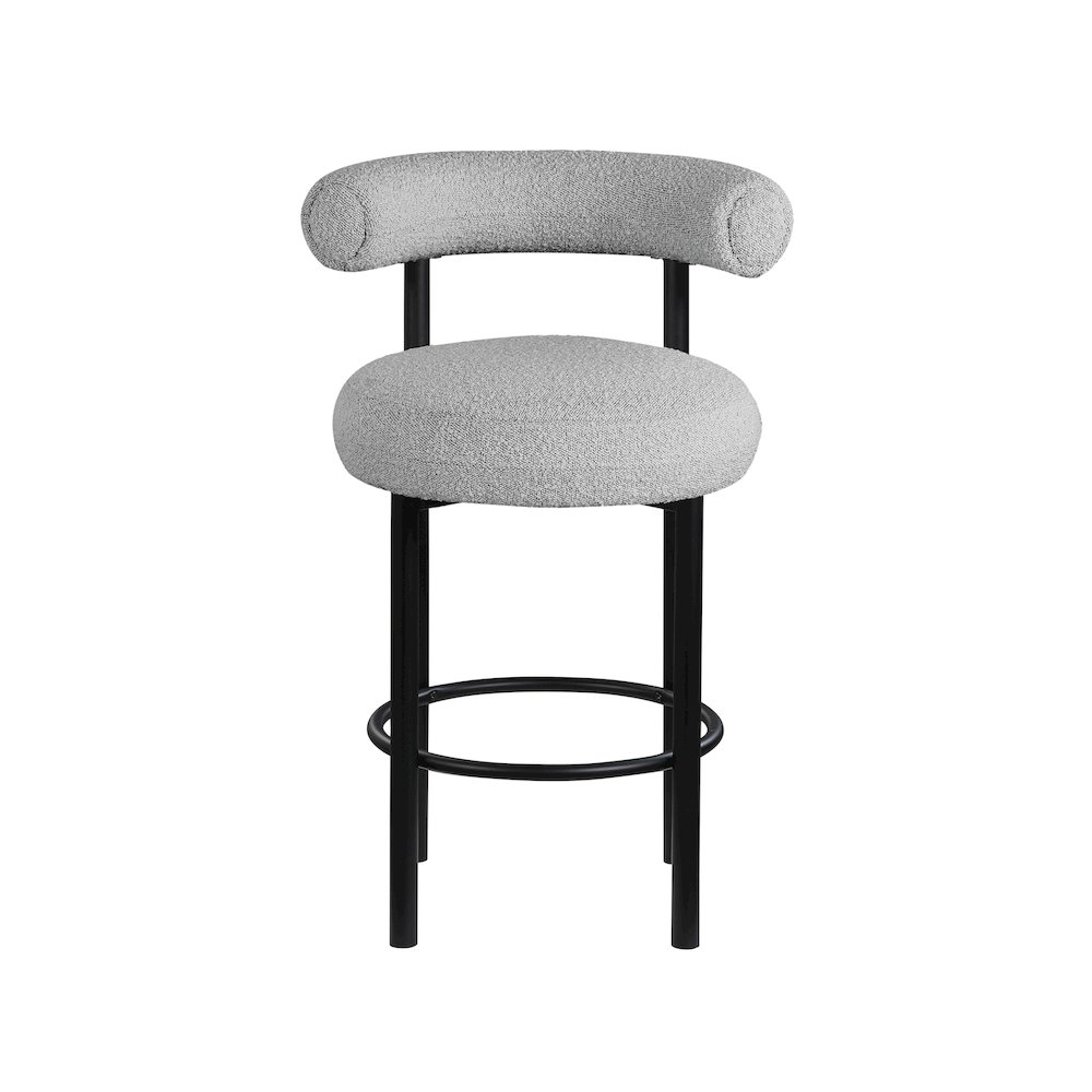 Bordeaux Grey Boucle Fabric Stool, Set of 2. Picture 3