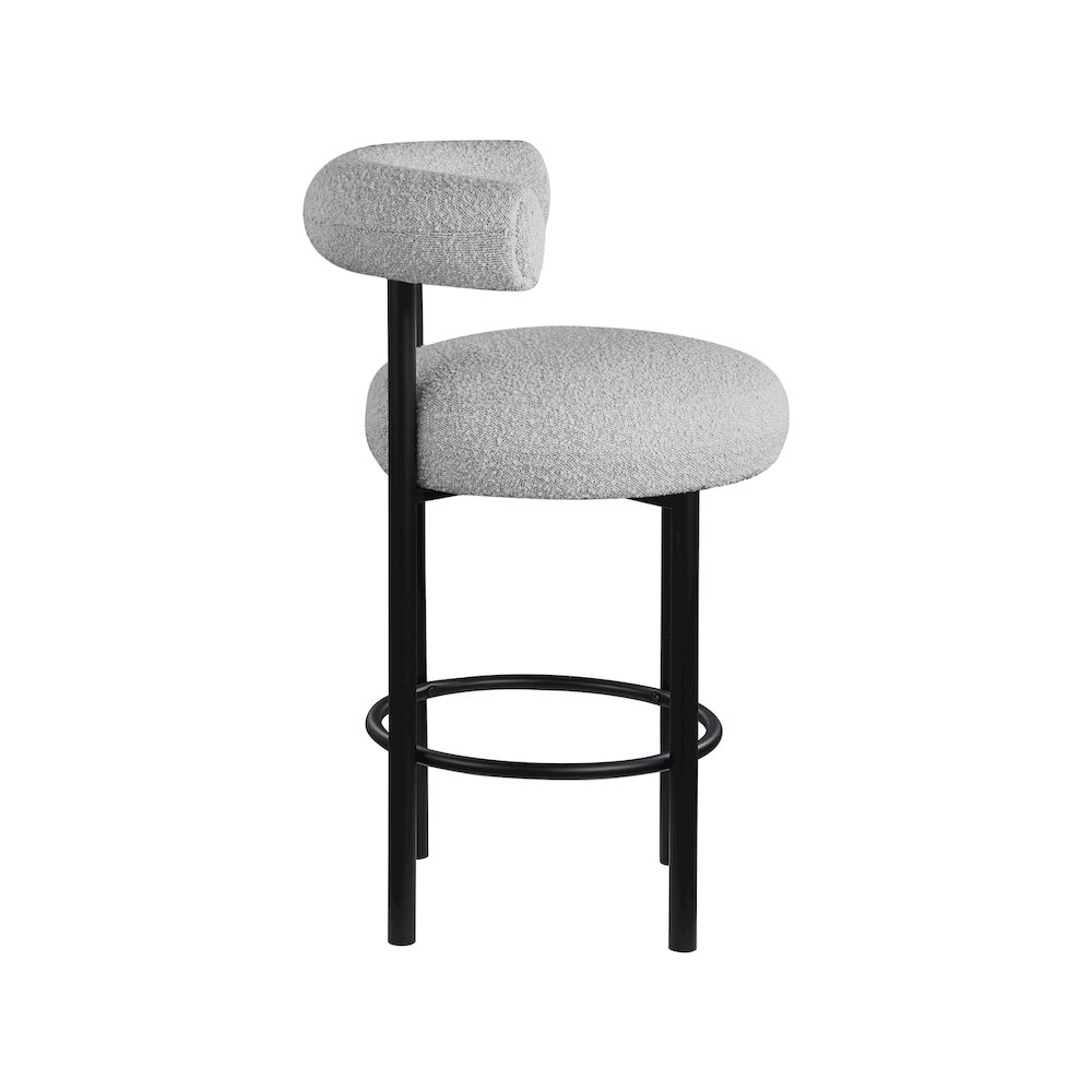 Bordeaux Grey Boucle Fabric Stool, Set of 2. Picture 4