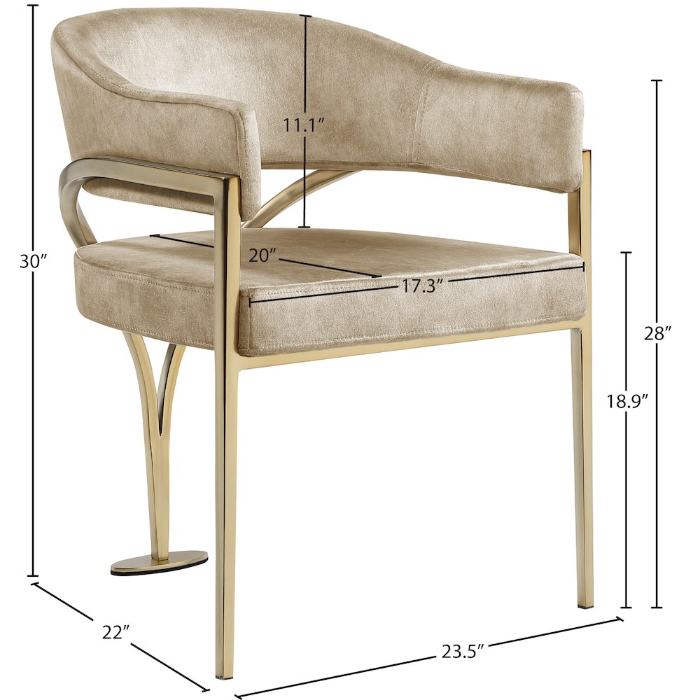 Madelyn Beige Velvet Dining Chair, Set of 2. Picture 5