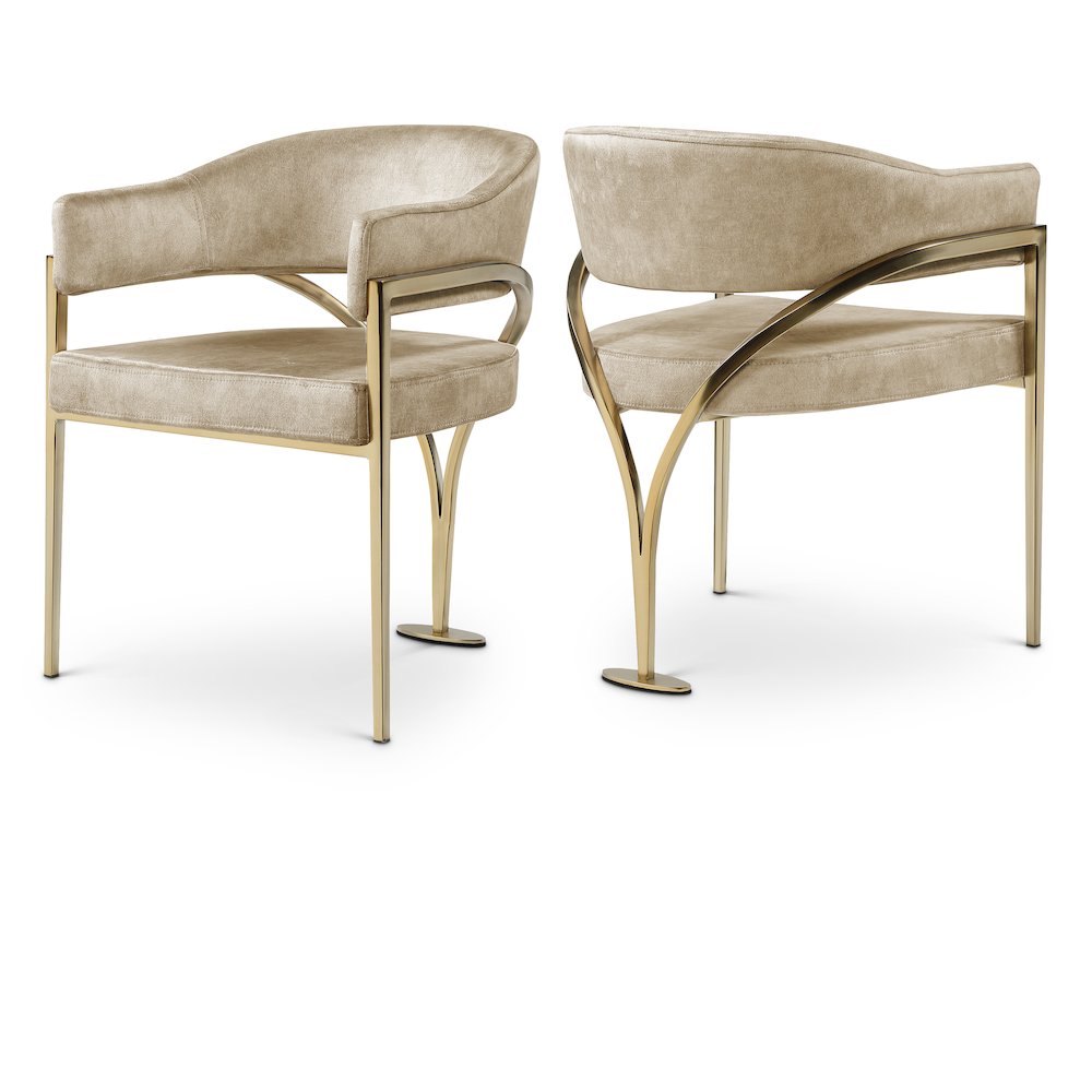 Madelyn Beige Velvet Dining Chair, Set of 2. Picture 1