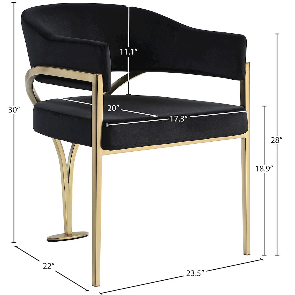 Madelyn Black Velvet Dining Chair, Set of 2. Picture 5