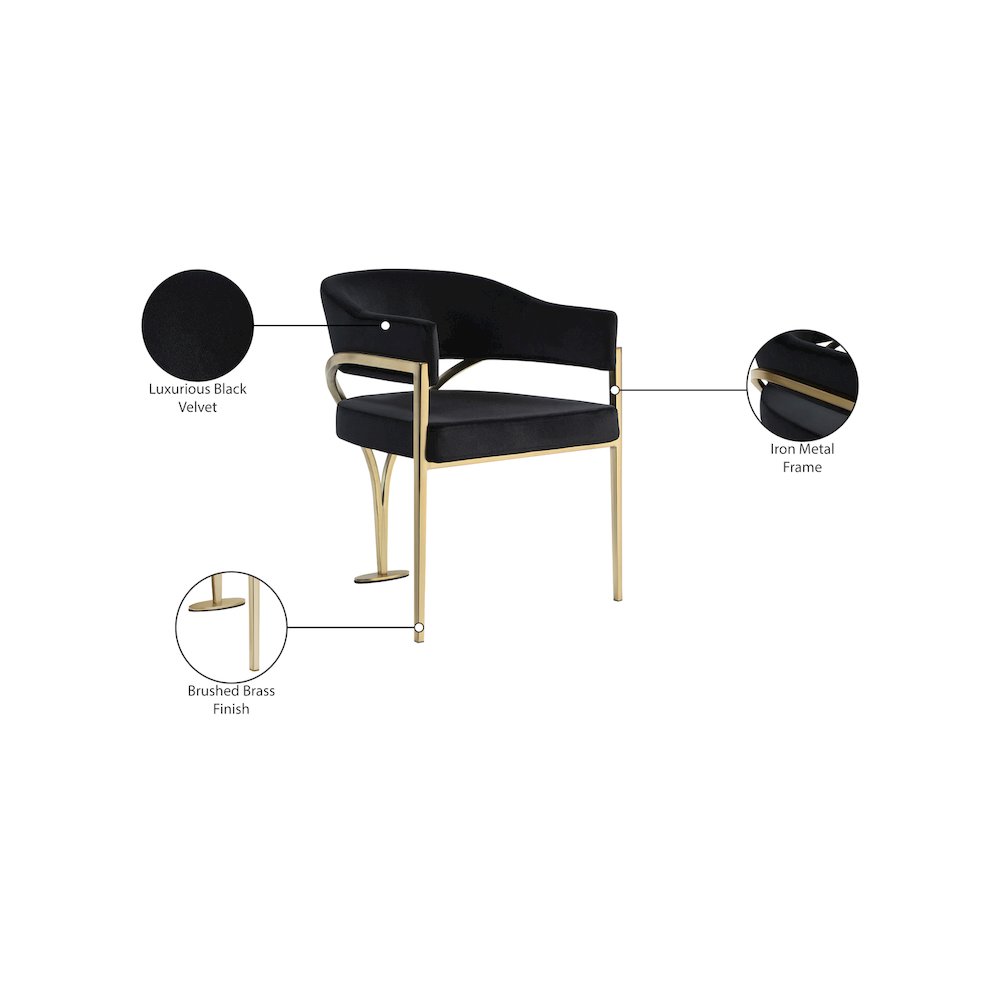 Madelyn Black Velvet Dining Chair, Set of 2. Picture 6