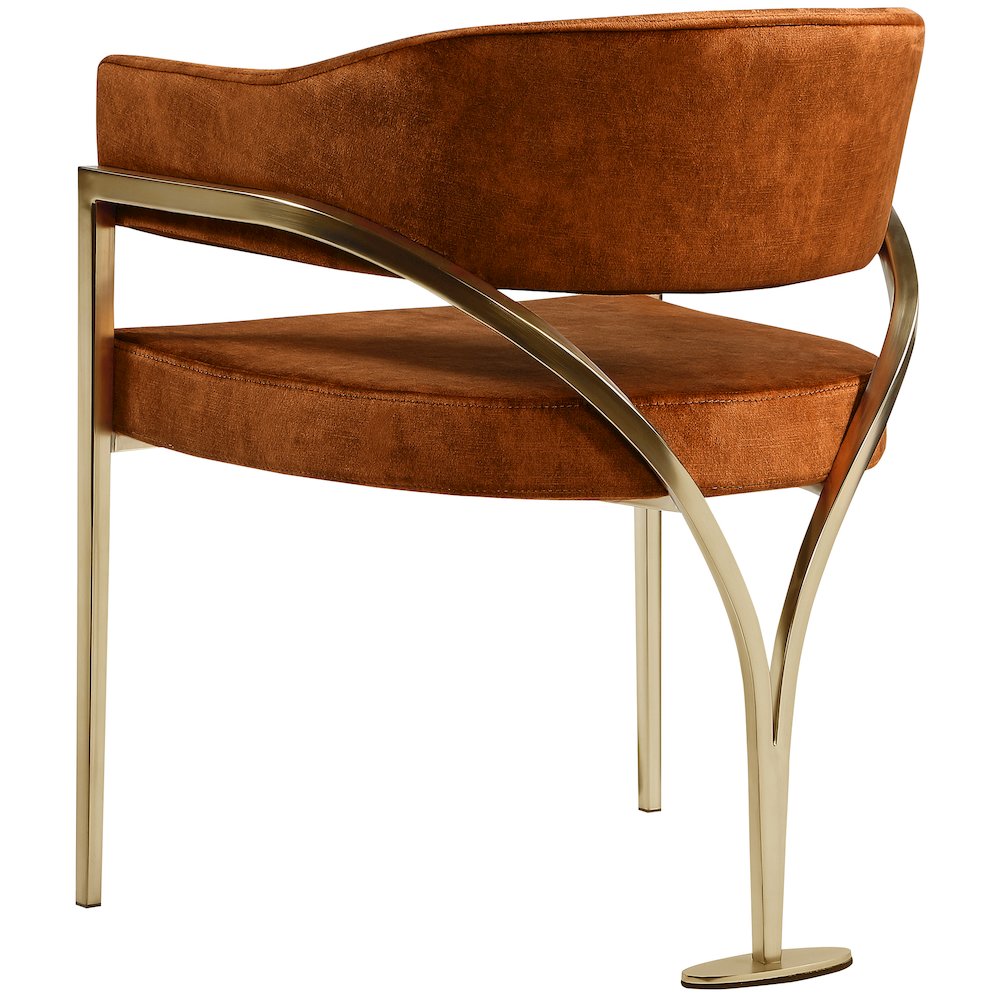 Madelyn Cognac Velvet Dining Chair, Set of 2. Picture 2