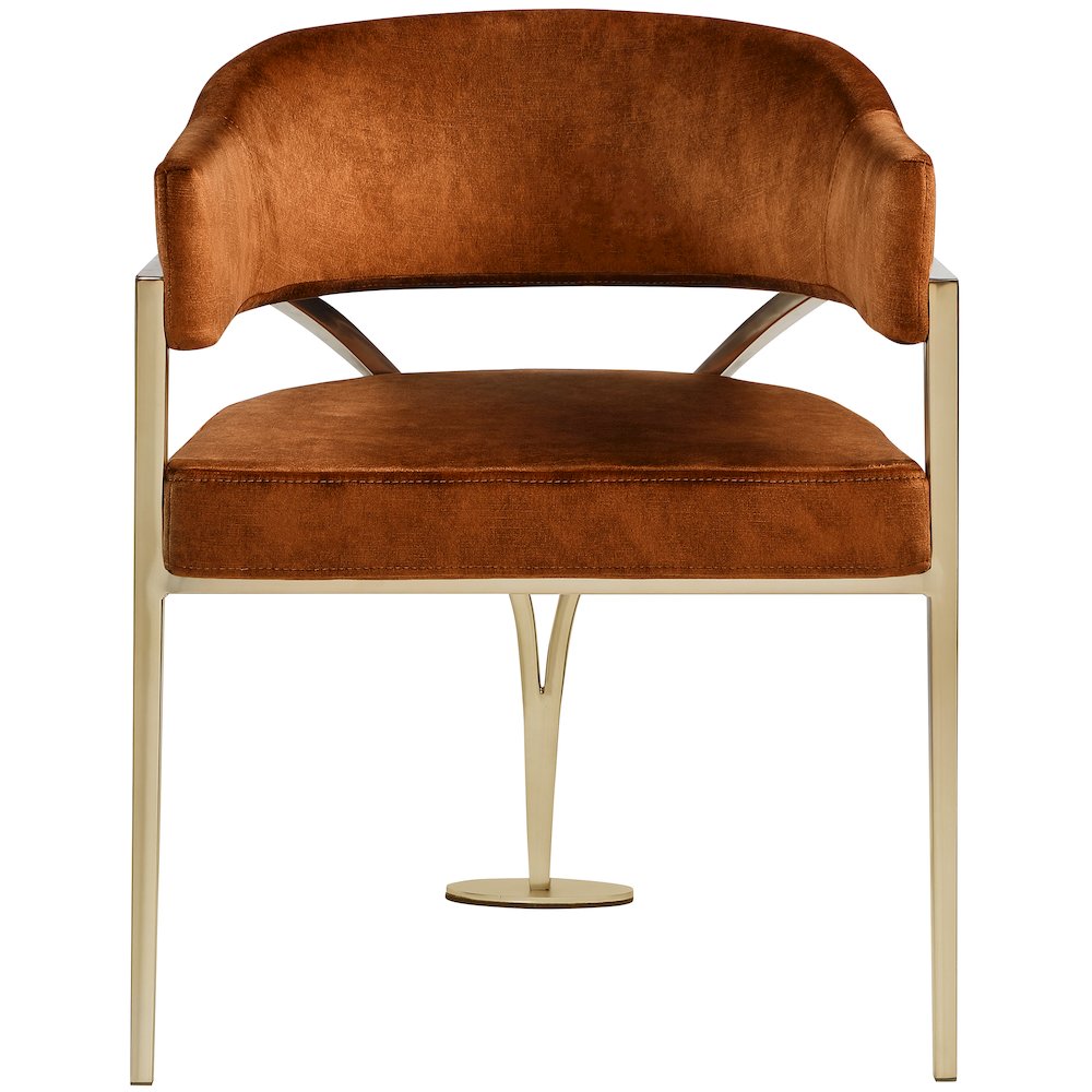 Madelyn Cognac Velvet Dining Chair, Set of 2. Picture 3
