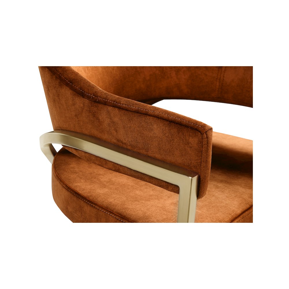 Madelyn Cognac Velvet Dining Chair, Set of 2. Picture 4