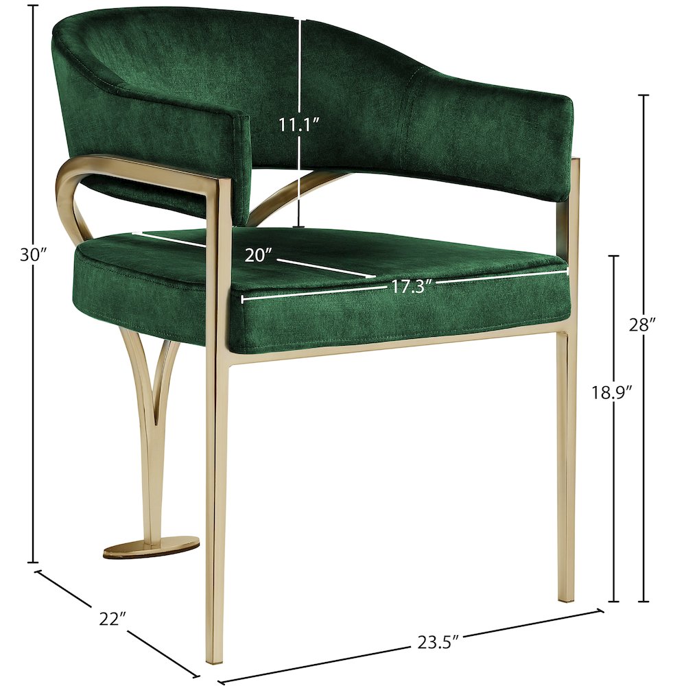 Madelyn Green Velvet Dining Chair, Set of 2. Picture 5