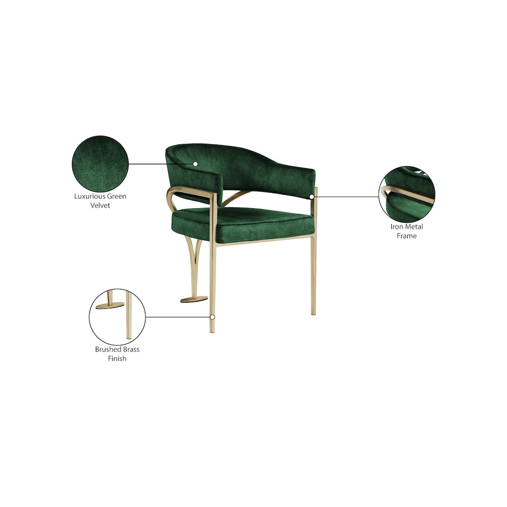 Madelyn Green Velvet Dining Chair, Set of 2. Picture 6