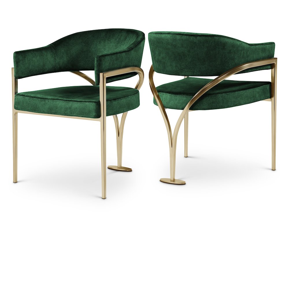 Madelyn Green Velvet Dining Chair, Set of 2. Picture 1
