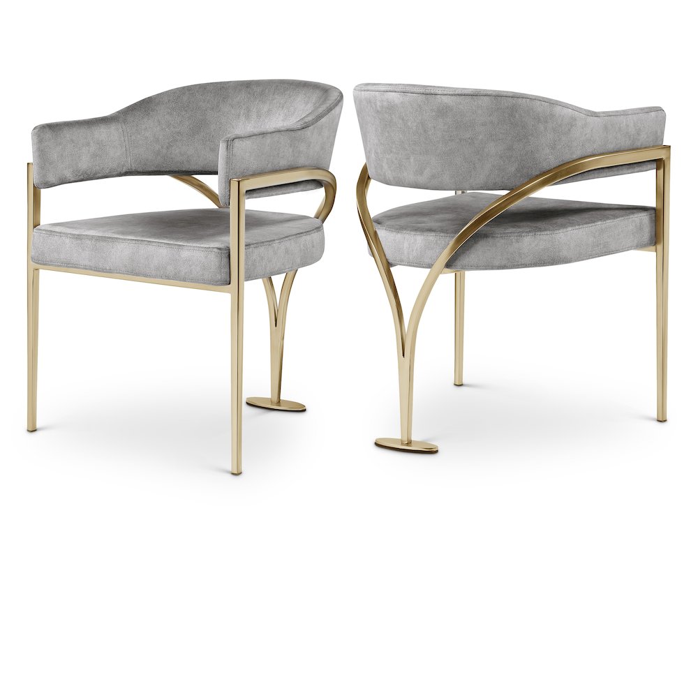 Madelyn Grey Velvet Dining Chair, Set of 2. Picture 1