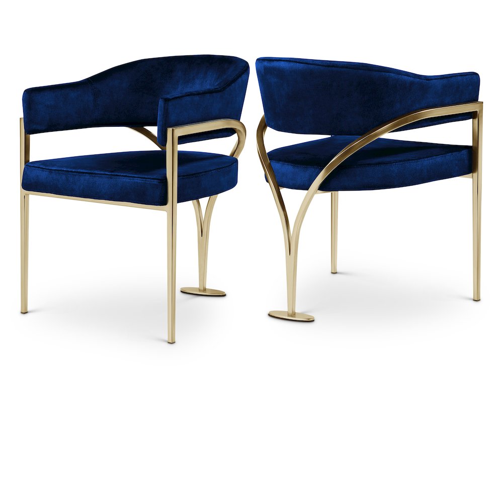 Madelyn Navy Velvet Dining Chair, Set of 2. Picture 1