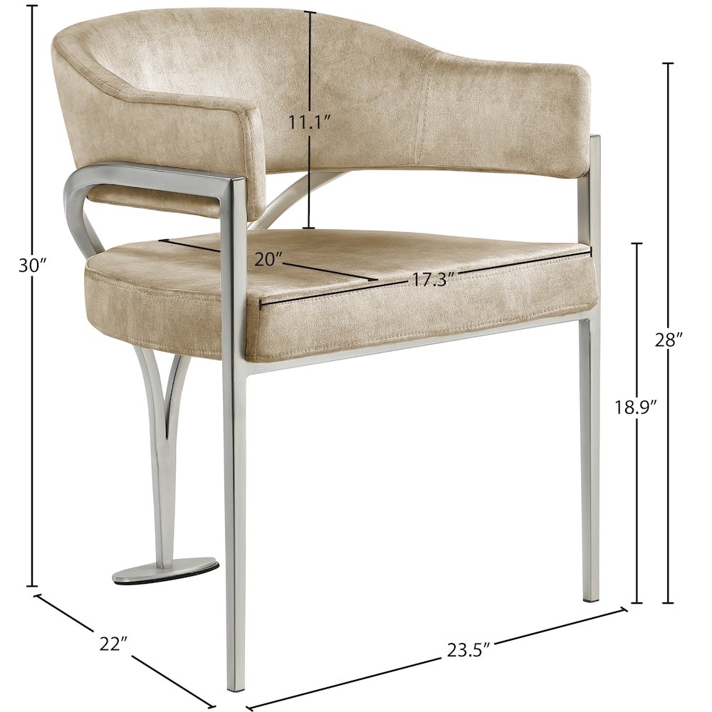Madelyn Beige Velvet Dining Chair, Set of 2. Picture 5