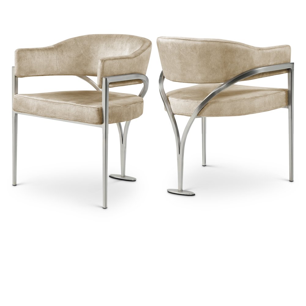 Madelyn Beige Velvet Dining Chair, Set of 2. Picture 1