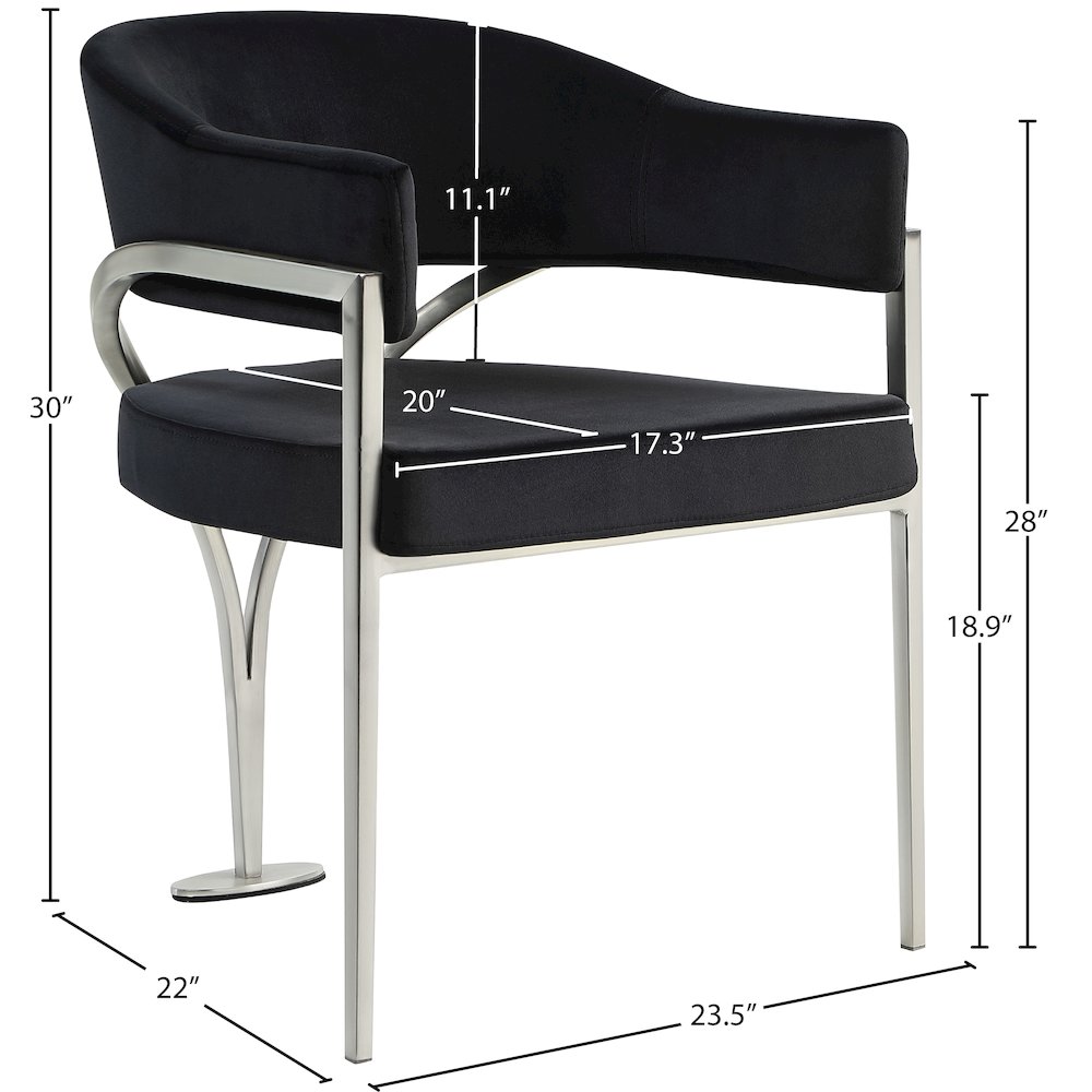 Madelyn Black Velvet Dining Chair, Set of 2. Picture 5