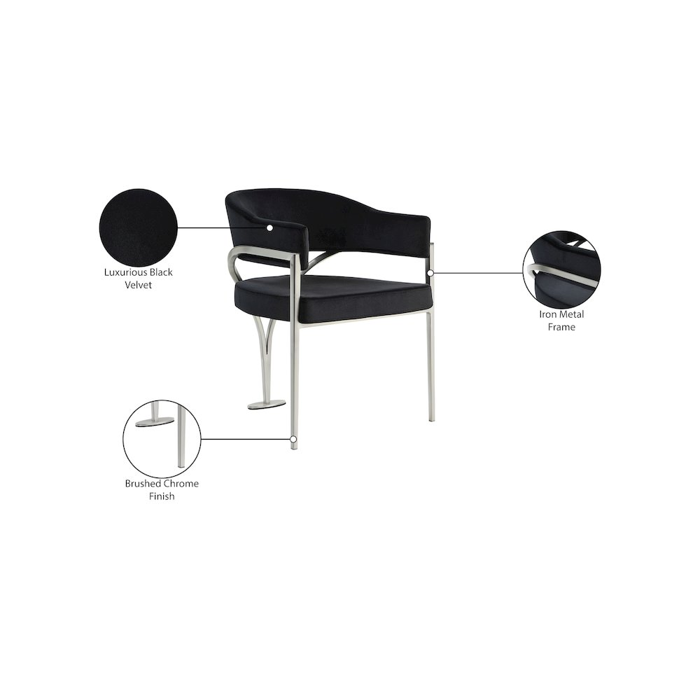 Madelyn Black Velvet Dining Chair, Set of 2. Picture 6
