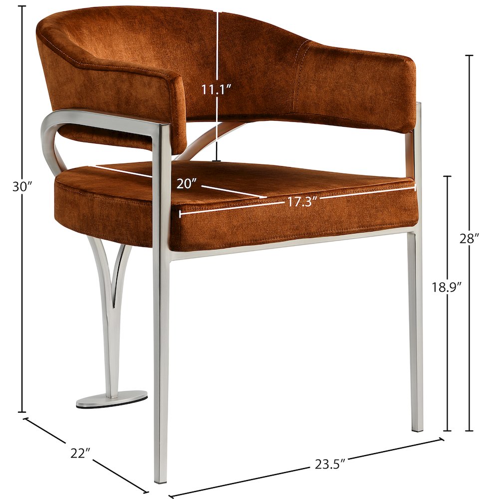 Madelyn Cognac Velvet Dining Chair, Set of 2. Picture 5