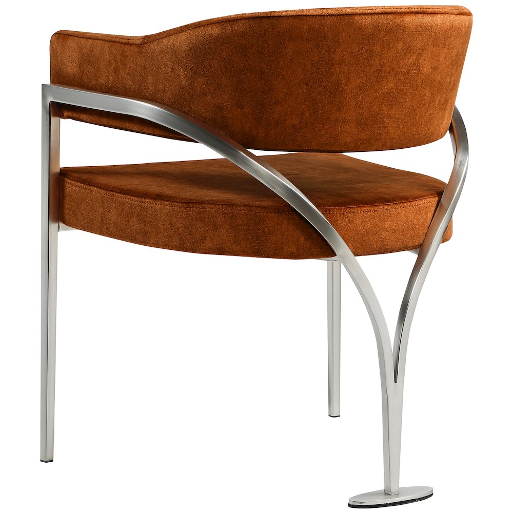 Madelyn Cognac Velvet Dining Chair, Set of 2. Picture 2