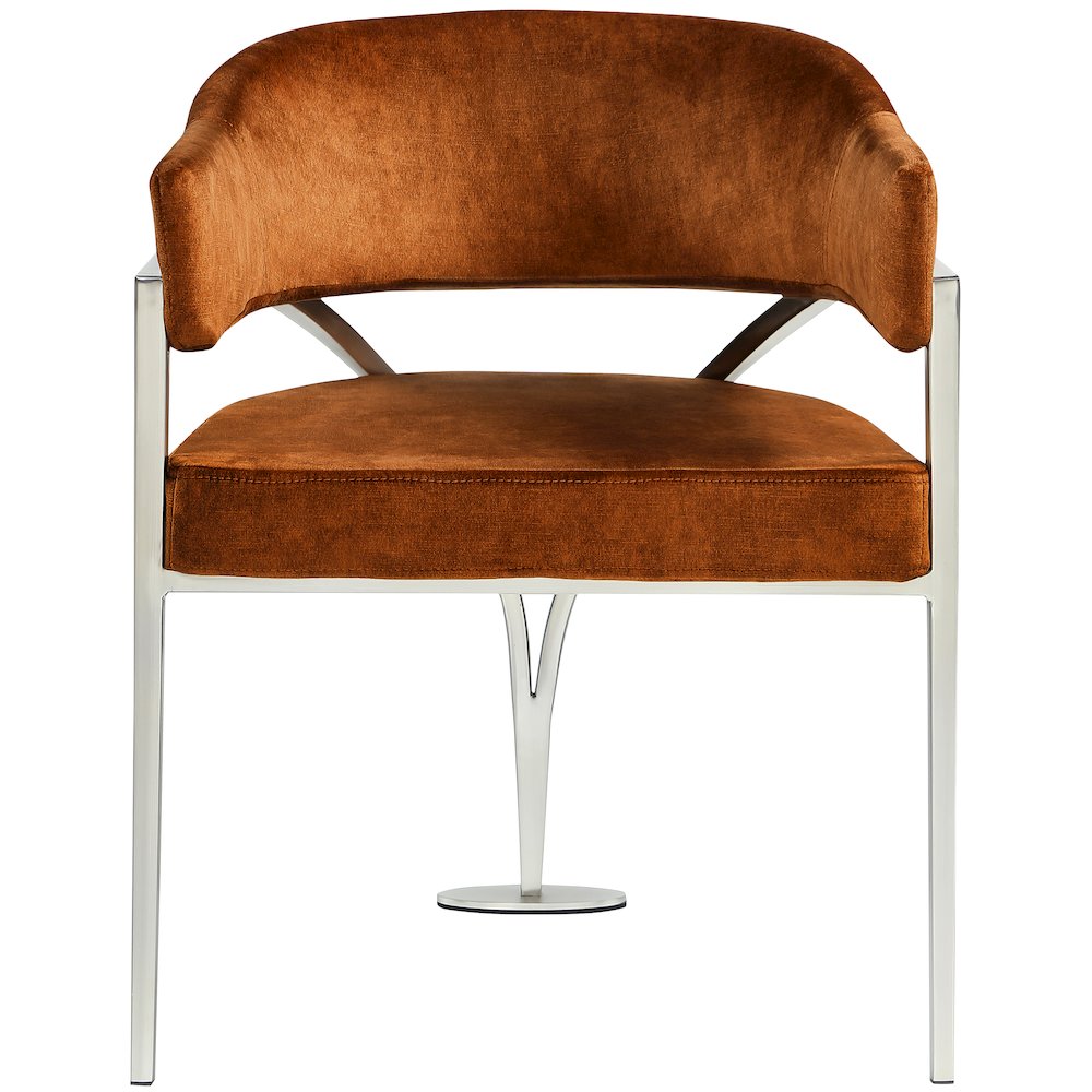 Madelyn Cognac Velvet Dining Chair, Set of 2. Picture 3