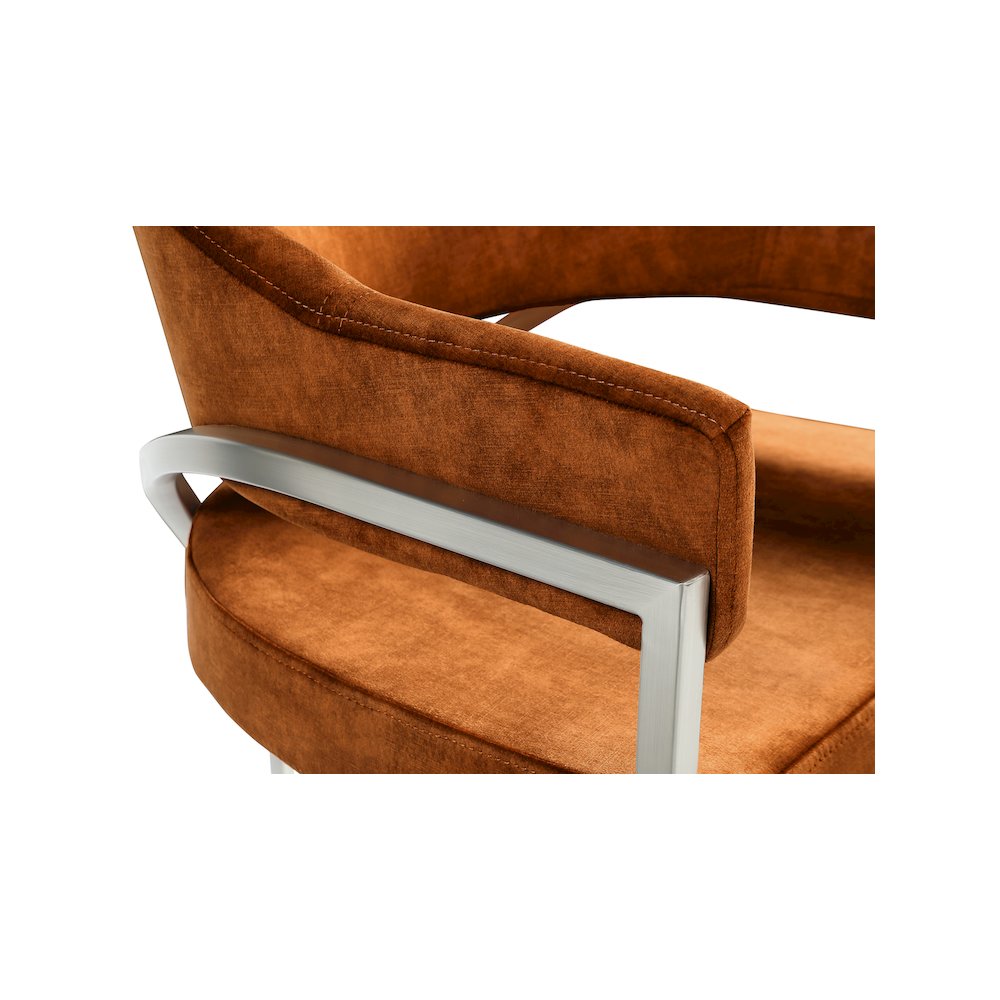 Madelyn Cognac Velvet Dining Chair, Set of 2. Picture 4