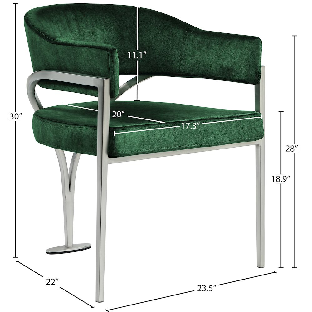 Madelyn Green Velvet Dining Chair, Set of 2. Picture 5