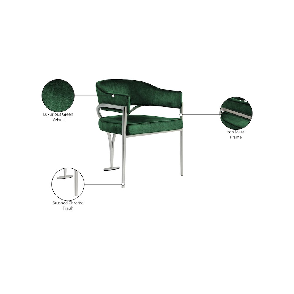Madelyn Green Velvet Dining Chair, Set of 2. Picture 6