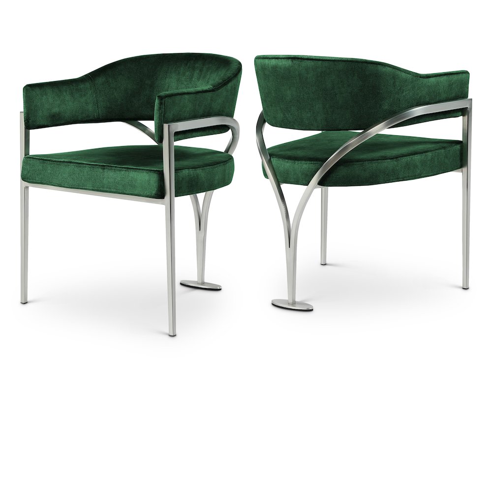 Madelyn Green Velvet Dining Chair, Set of 2. Picture 1