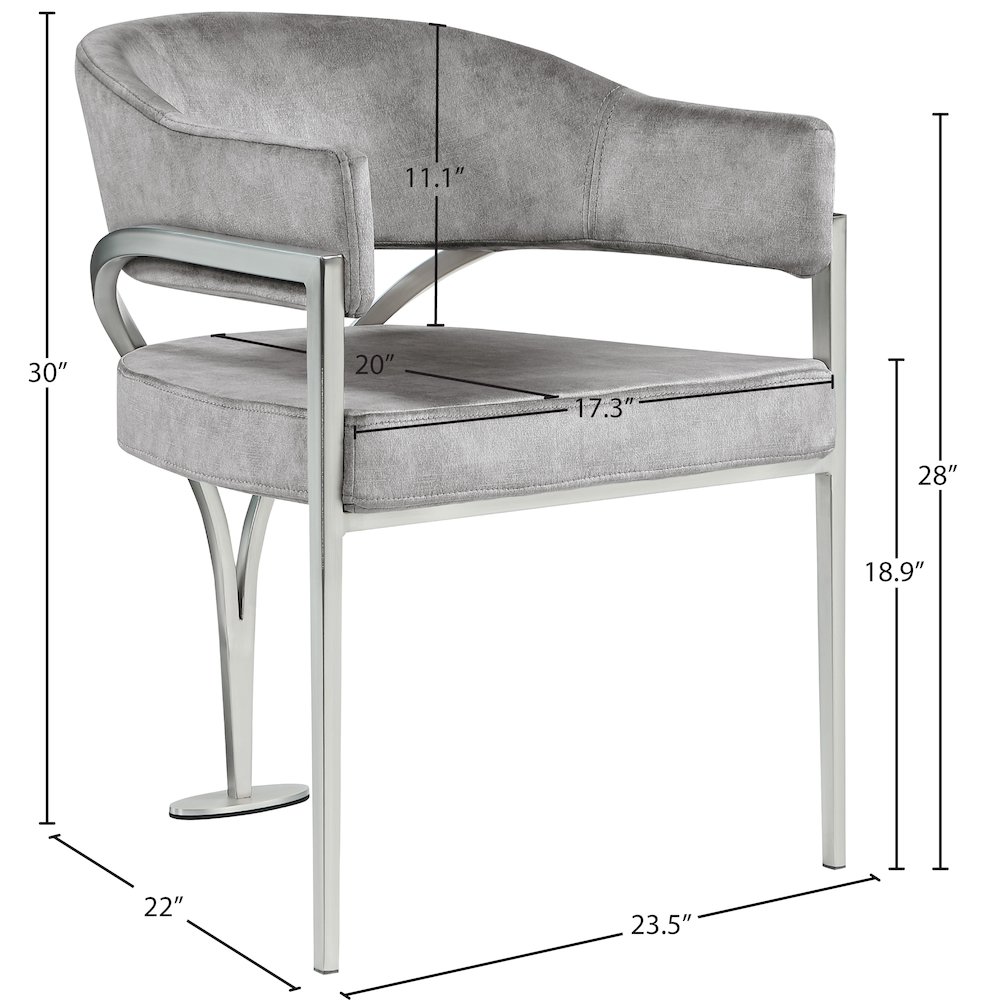 Madelyn Grey Velvet Dining Chair, Set of 2. Picture 5