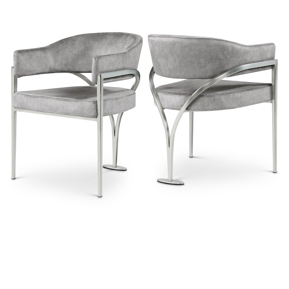 Madelyn Grey Velvet Dining Chair, Set of 2. Picture 1