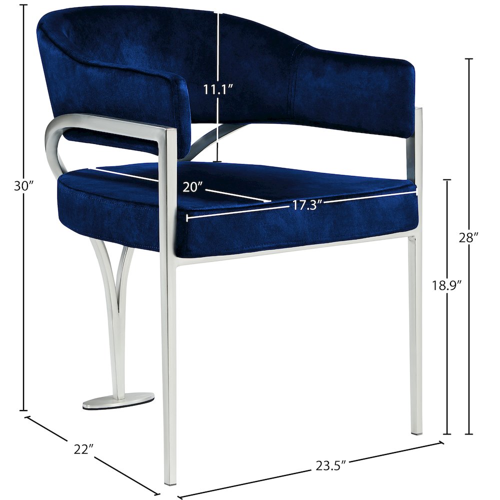 Madelyn Navy Velvet Dining Chair, Set of 2. Picture 5
