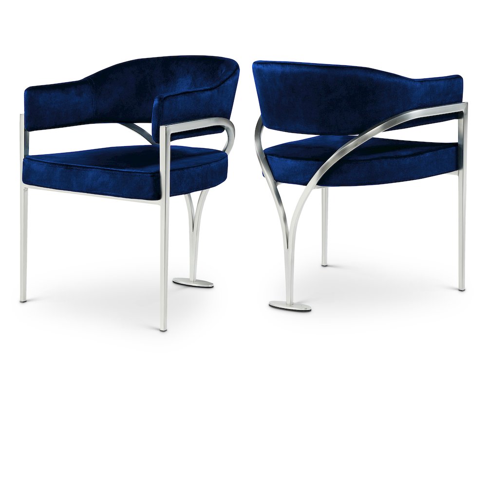 Madelyn Navy Velvet Dining Chair, Set of 2. Picture 1