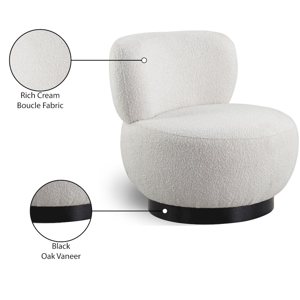 Calais Cream Boucle Fabric Accent Chair. Picture 7