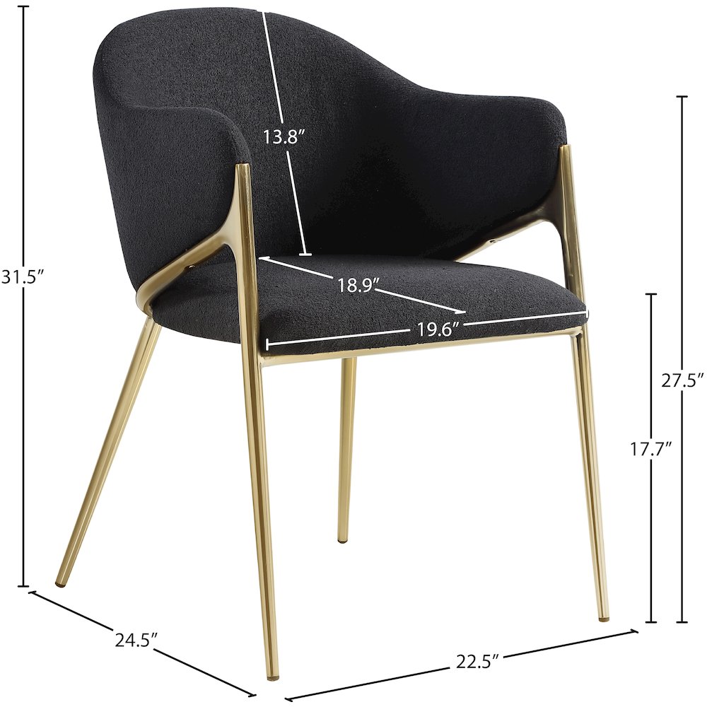 Nial Black Boucle Fabric Dining Chair, Set of 2. Picture 6