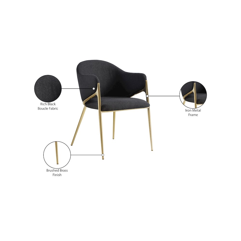 Nial Black Boucle Fabric Dining Chair, Set of 2. Picture 7