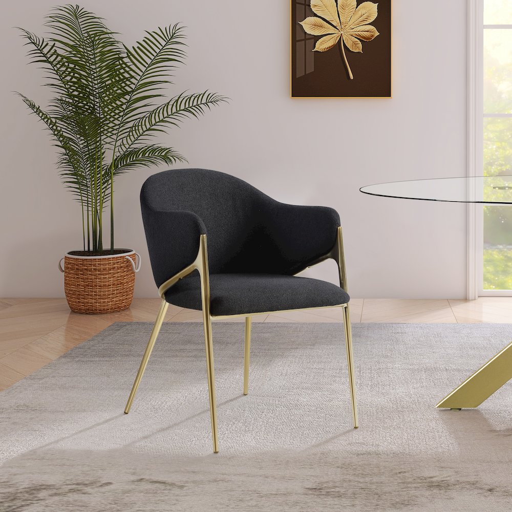 Nial Black Boucle Fabric Dining Chair, Set of 2. Picture 5