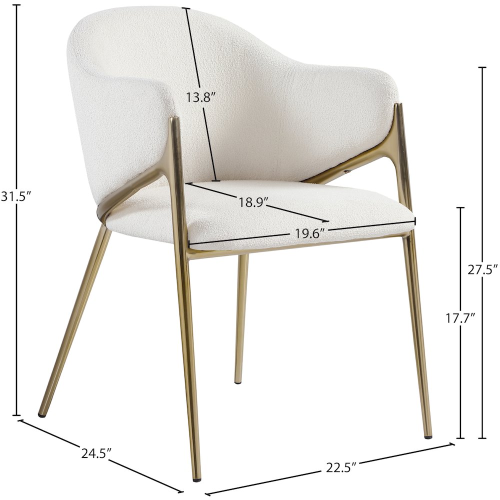 Nial Cream Boucle Fabric Dining Chair, Set of 2. Picture 6