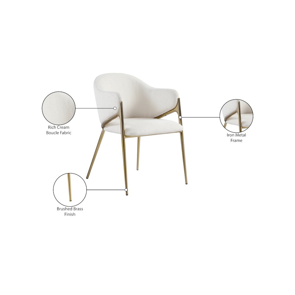 Nial Cream Boucle Fabric Dining Chair, Set of 2. Picture 7