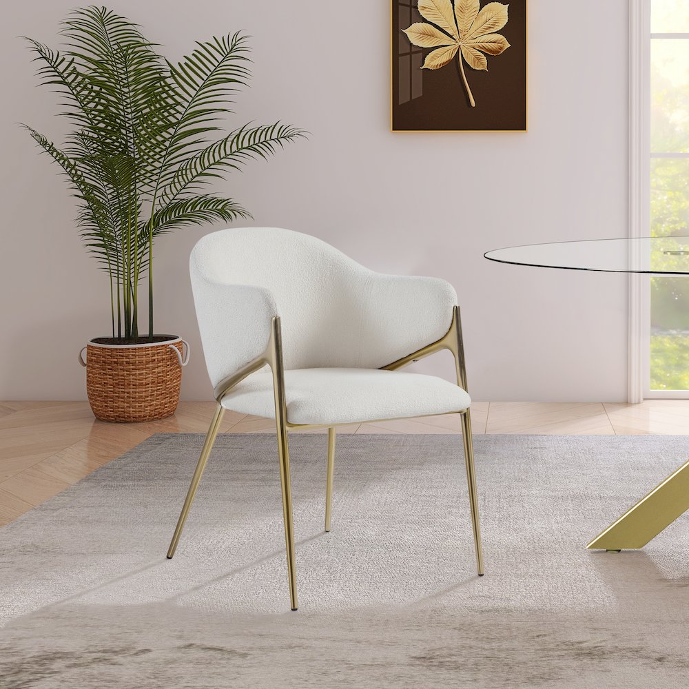 Nial Cream Boucle Fabric Dining Chair, Set of 2. Picture 5