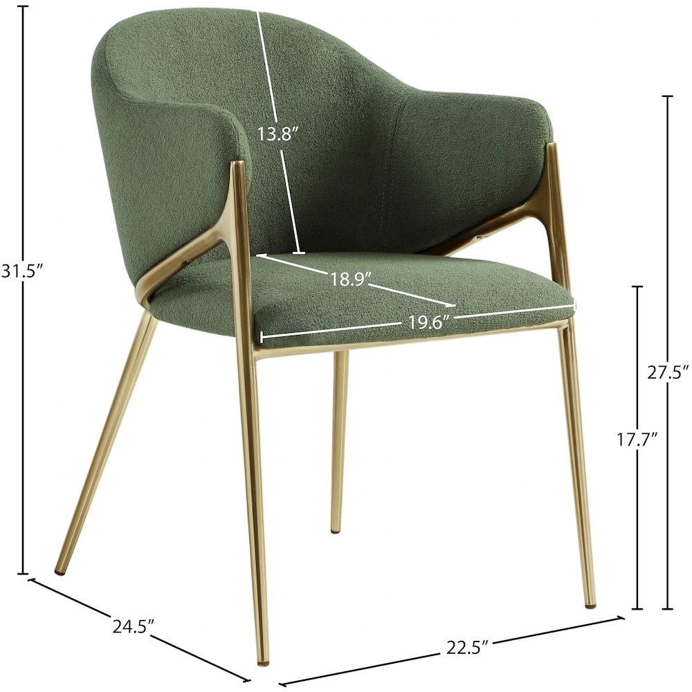 Nial Green Boucle Fabric Dining Chair, Set of 2. Picture 6