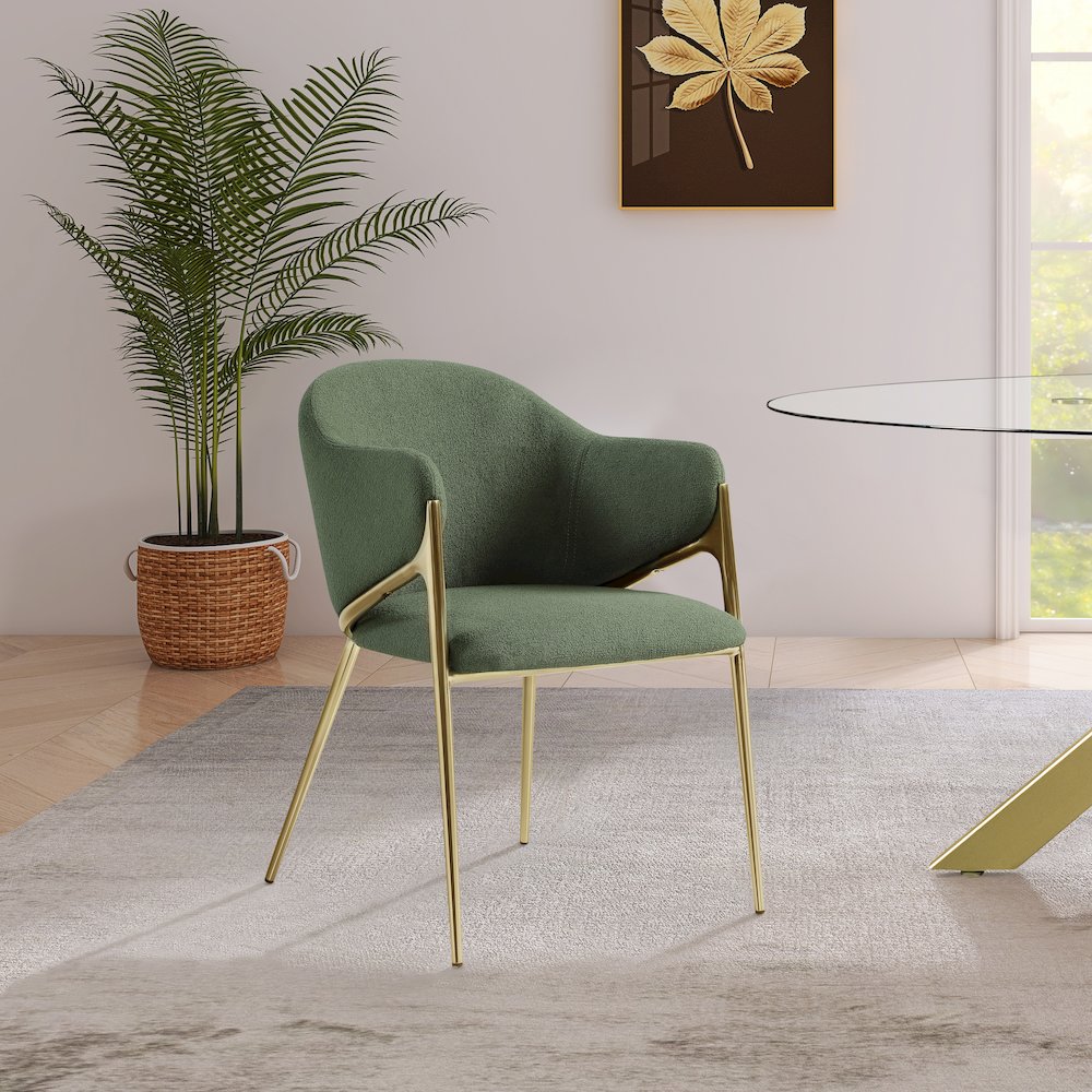 Nial Green Boucle Fabric Dining Chair, Set of 2. Picture 5