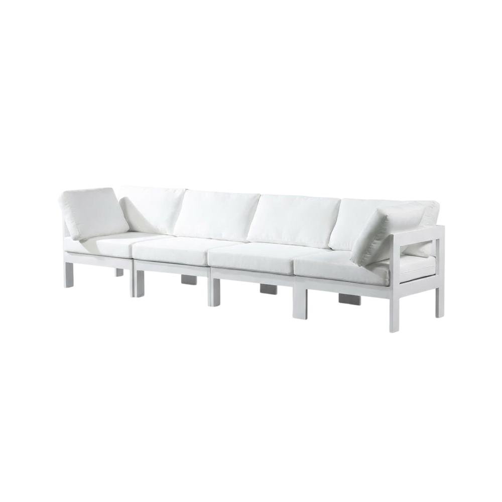 White Fabric Outdoor Patio Modular Sofa With Contemporary Design For Garden Use. Picture 1