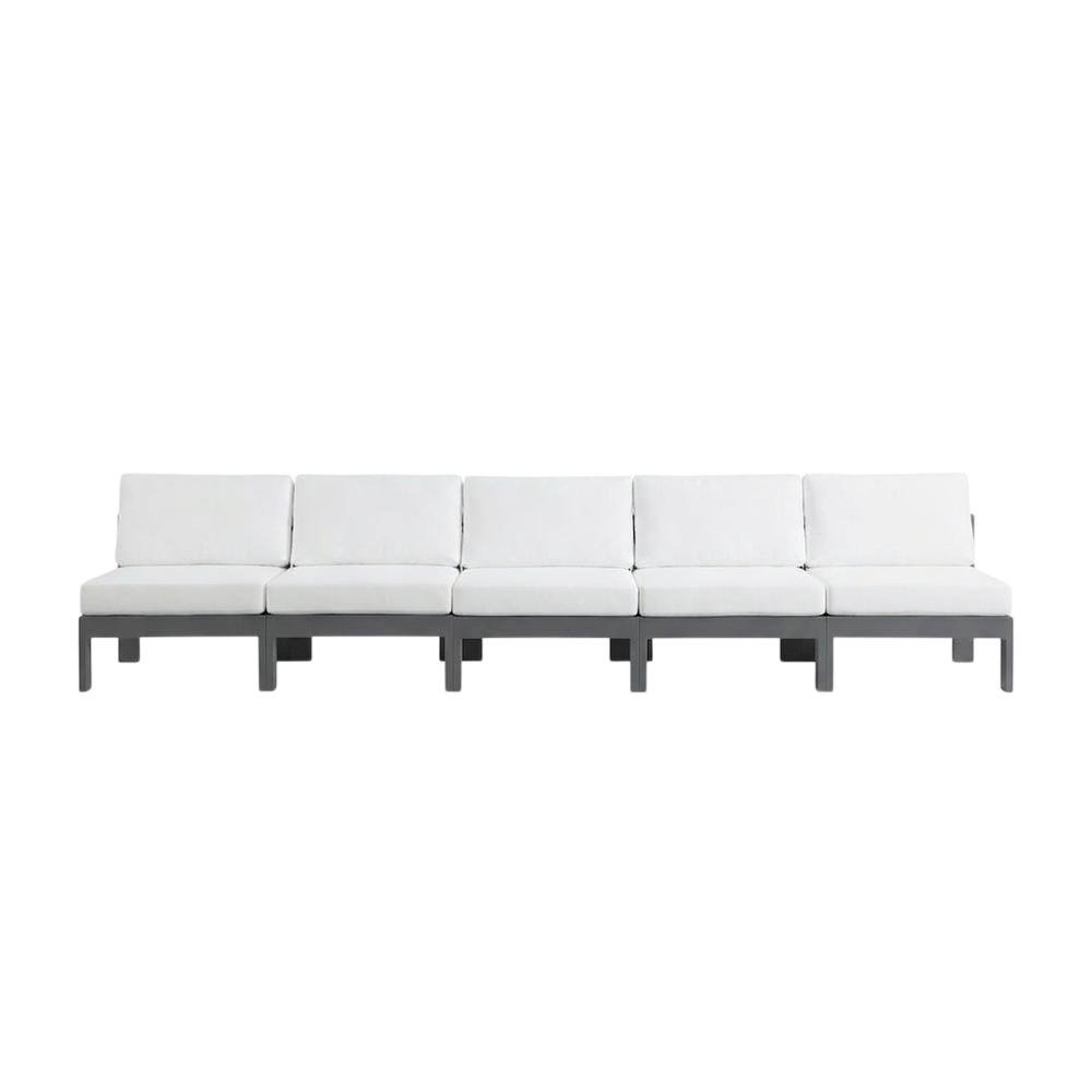 White Fabric Outdoor Patio Modular Sofa With Contemporary Design For Relaxing. Picture 4