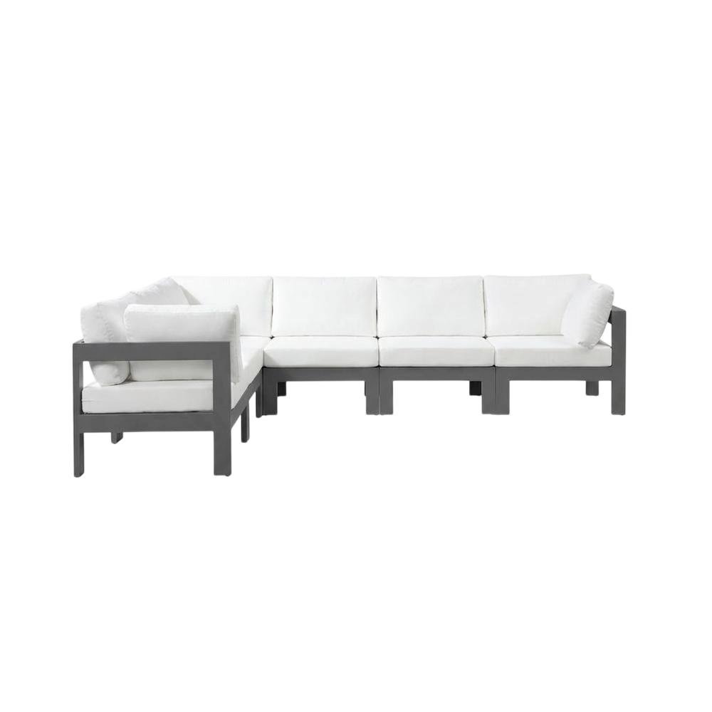 White Fabric Outdoor Patio Modular Sectional With Contemporary Style. Picture 4