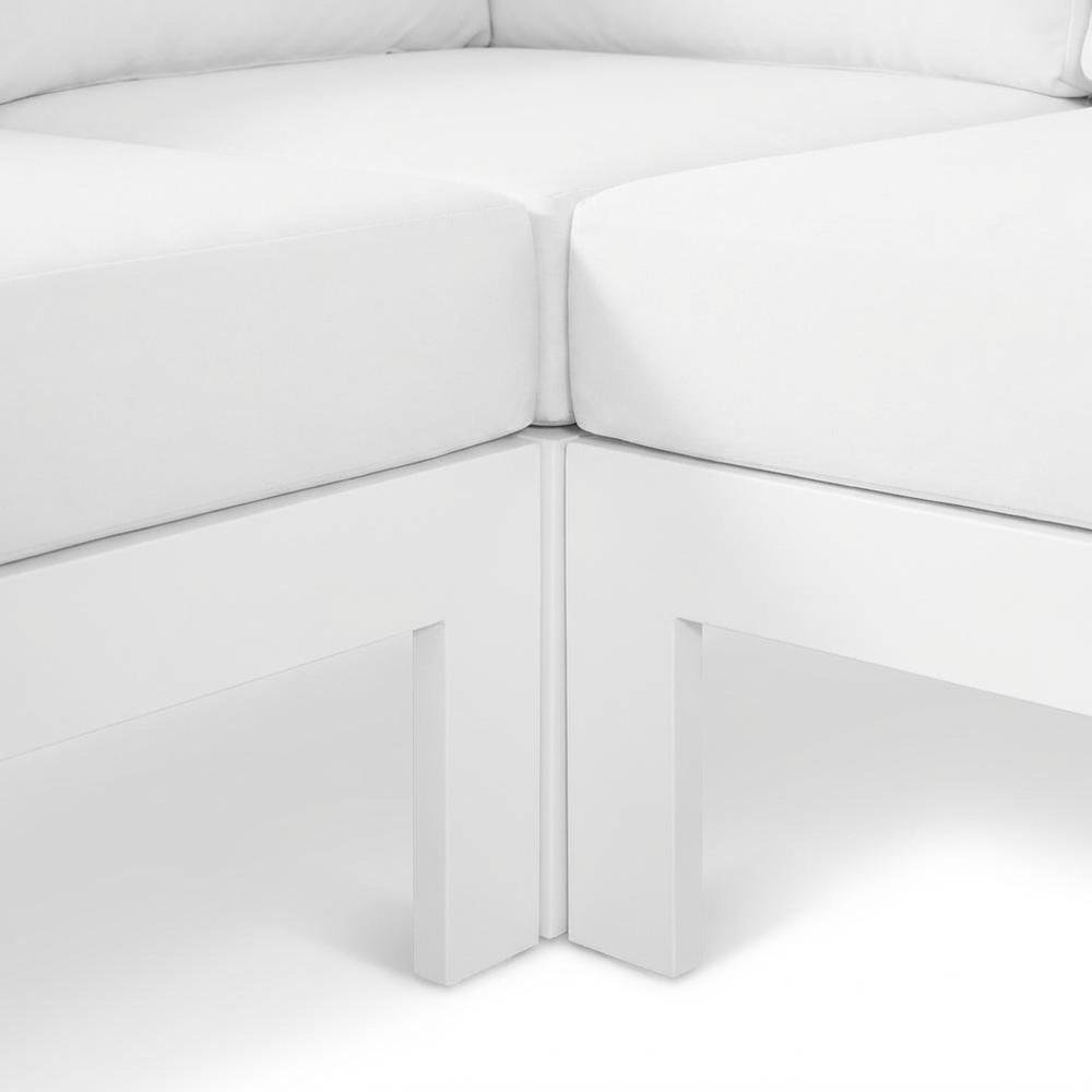 White Fabric Outdoor Patio Modular Sectional With Contemporary Style. Picture 6