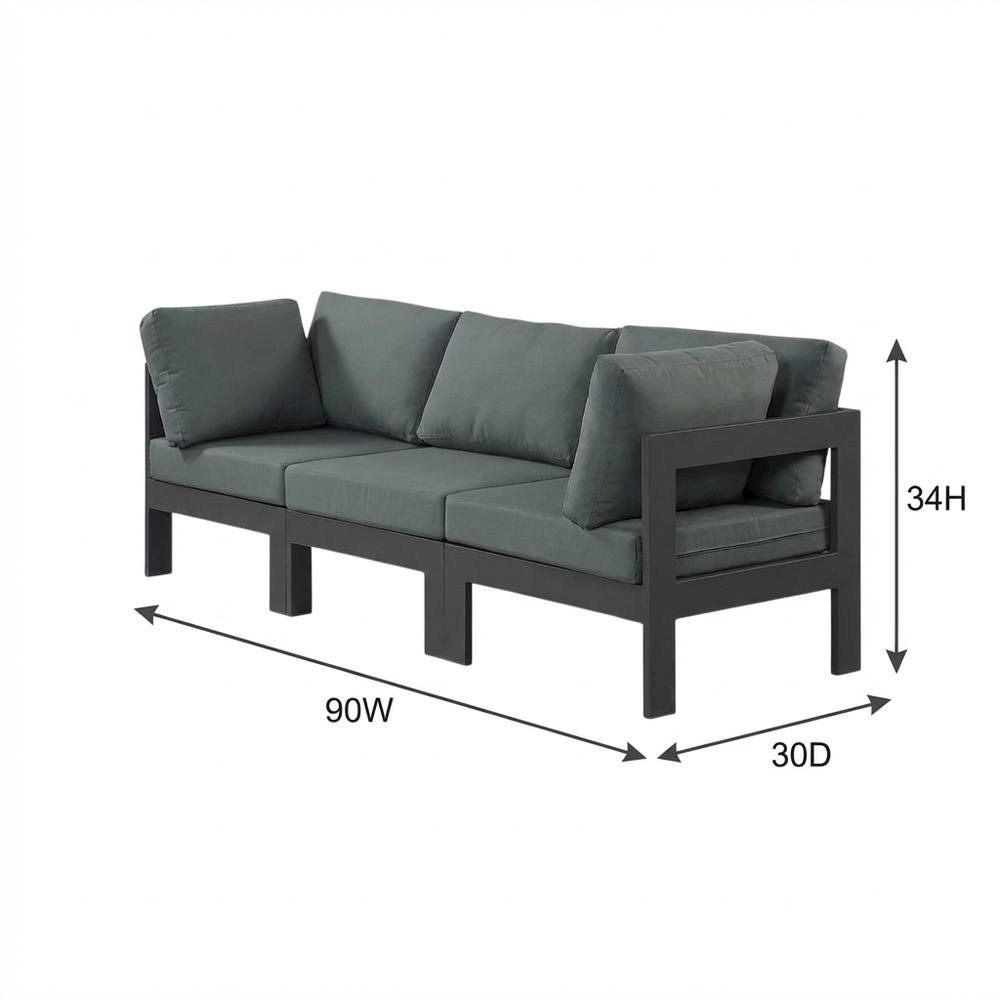 Gray Fabric Outdoor Modular Sofa With Contemporary Style For Patio Lounging. Picture 7