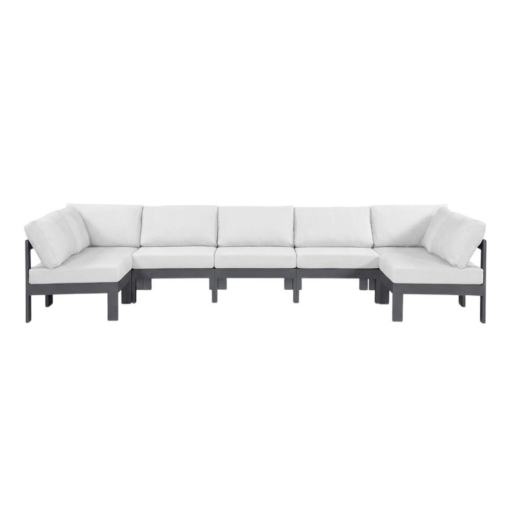 White Fabric Outdoor Patio Modular Sectional With Contemporary Design. Picture 4