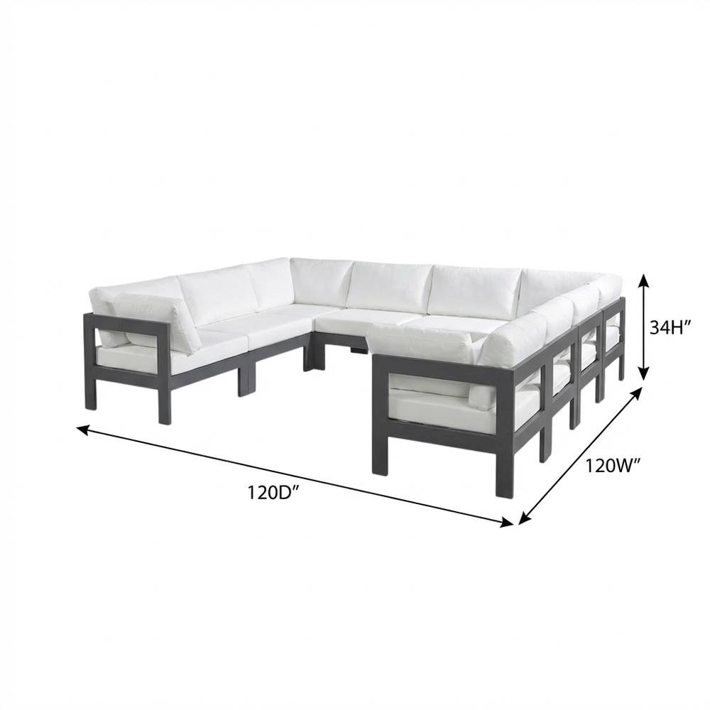White Fabric Outdoor Sectional With Contemporary Style And Cushioned Seating. Picture 7