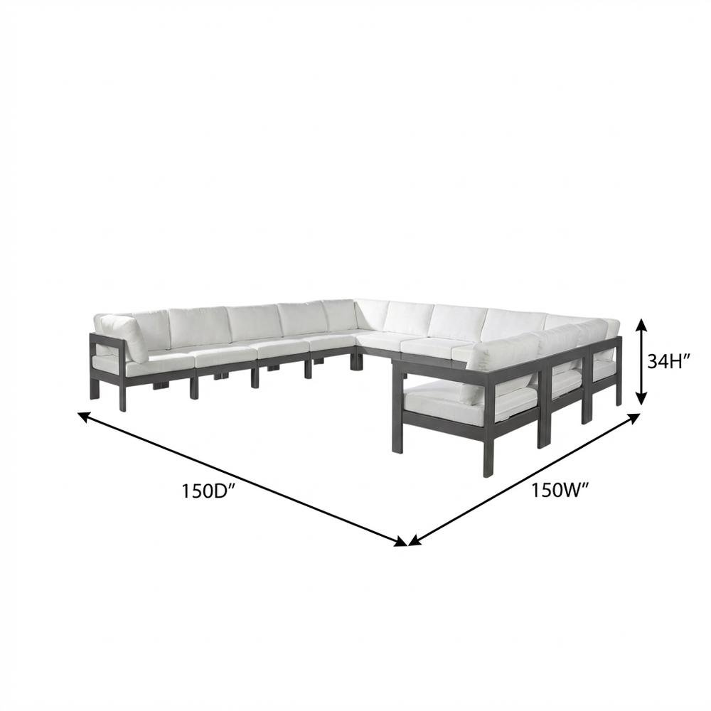 White Fabric Outdoor Patio Modular Sectional With Contemporary Design. Picture 7