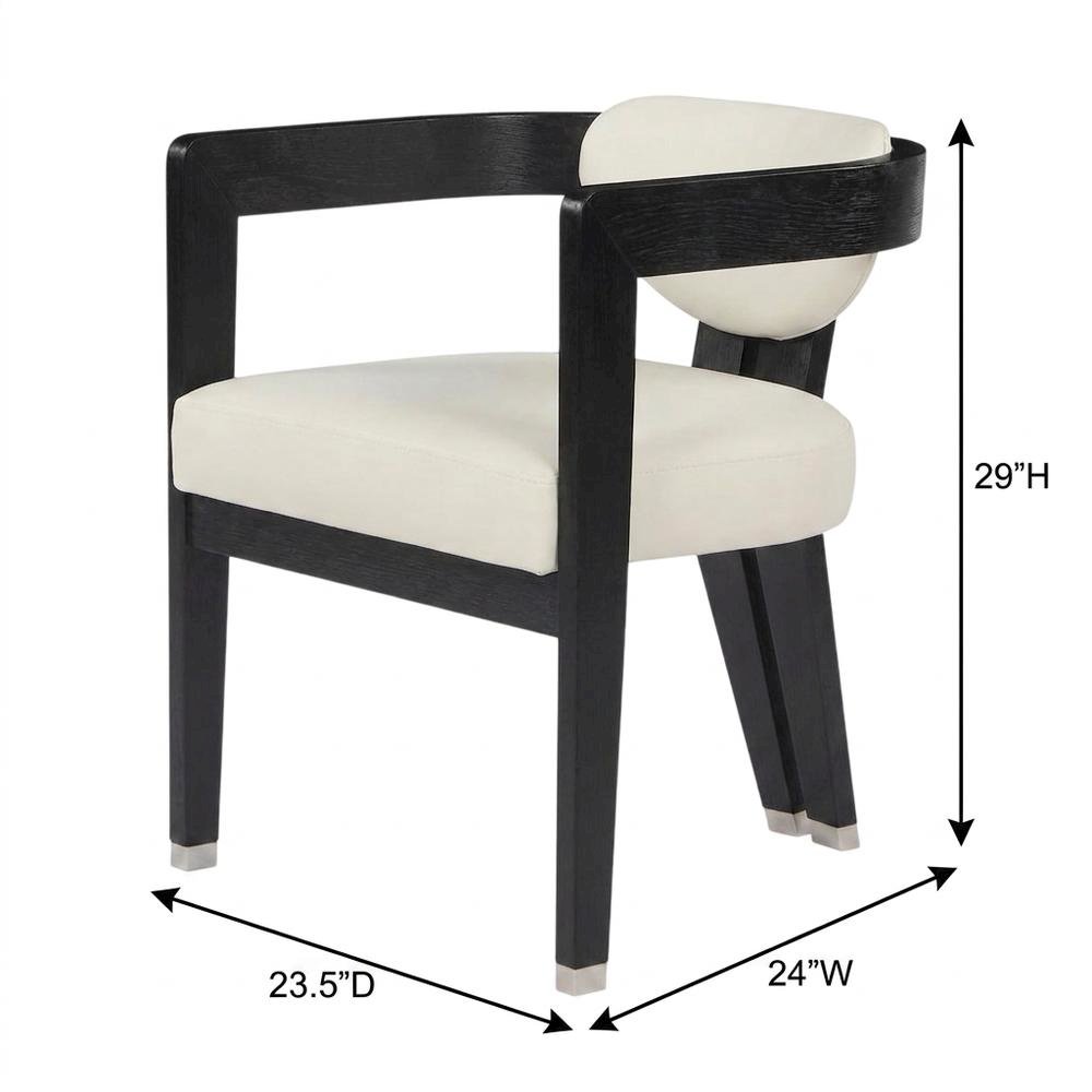Vegan Leather Upholstered Dining Chair with Rubberwood Legs, Cream Vegan Leather. Picture 5