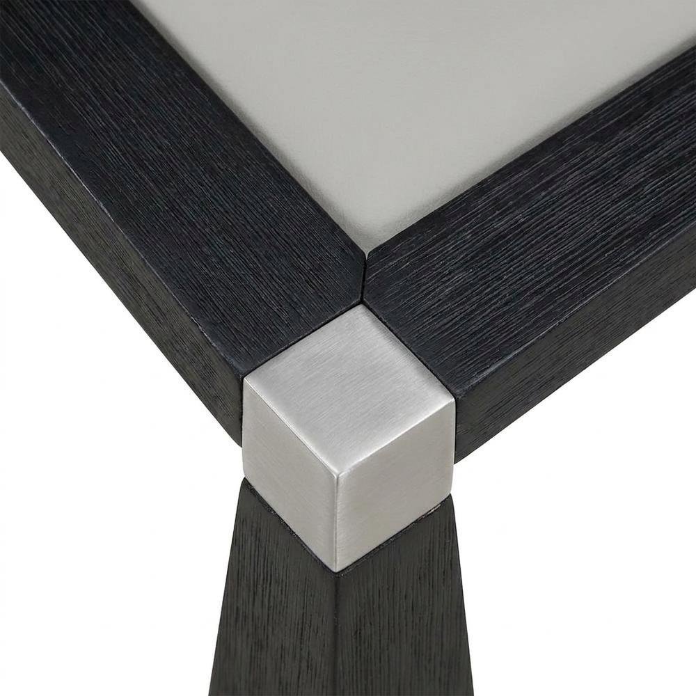 Vegan Leather Upholstered Dining Chair with Rubberwood Legs, Grey Vegan Leather. Picture 7